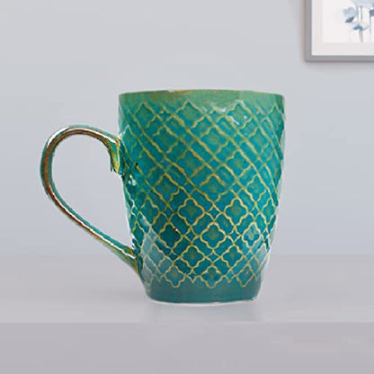 Ceramic Coffee Mug - Absinthe Green - 300 ML - Handcrafted - Microwave Safe