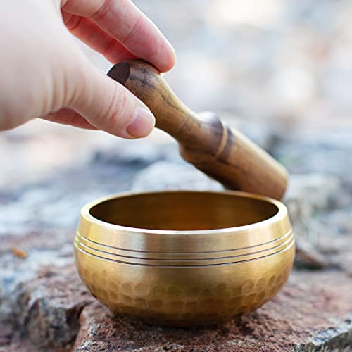 Tibetan Singing Bowl Set - Handcrafted Meditation Sound - 3.5 Inch - Includes Cushion and Mallet