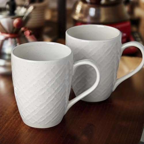 Coffee Mug Set of 6 Ceramic White Mugs - Microwave Safe, Handcrafted