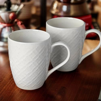 Coffee Mug Set of 6 Ceramic White Mugs - Microwave Safe, Handcrafted