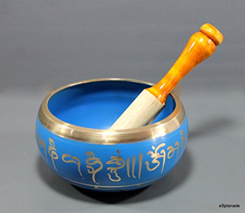 Singing Bowl - Tibetan Buddhist Instrument - Metal Alloy - Blue - 6 Inch Diameter