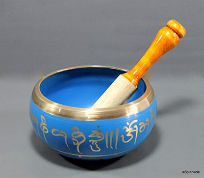 Singing Bowl - Tibetan Buddhist Instrument - Metal Alloy - Blue - 6 Inch Diameter
