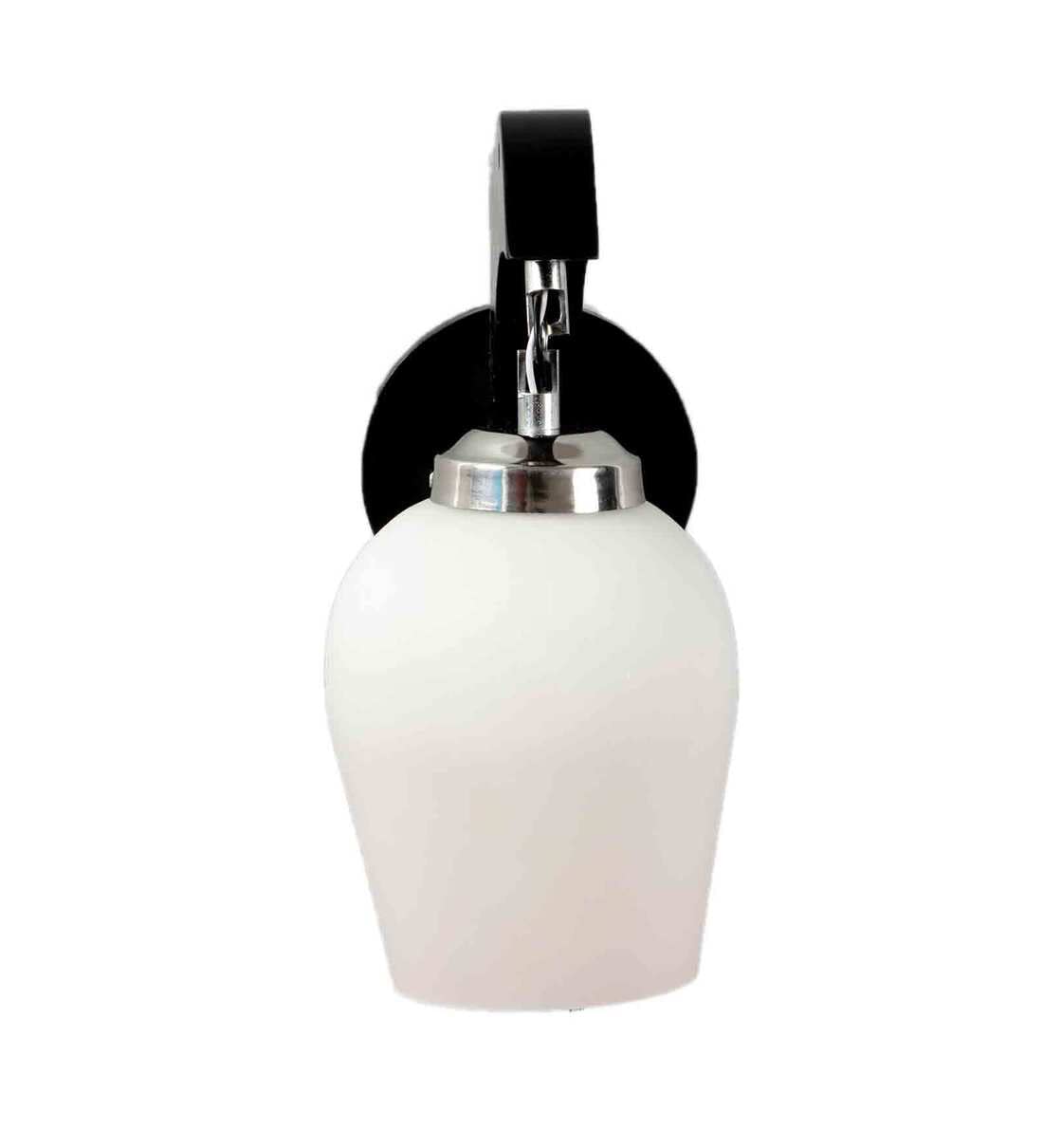 Wall Lamp Modern Design Brown Wooden with Frosted Glass Shade 30cm