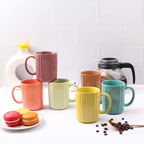 Coffee Mug Set of 6 - Handcrafted Ceramic, 350ml, Stackable, Chip Resistant, Ariel Color