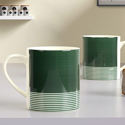 Coffee Mug Set of 2 Green Ceramic 350 ml - Microwave Safe