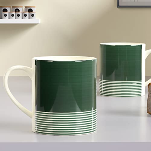 Coffee Mug Set of 2 Green Ceramic 350 ml - Microwave Safe