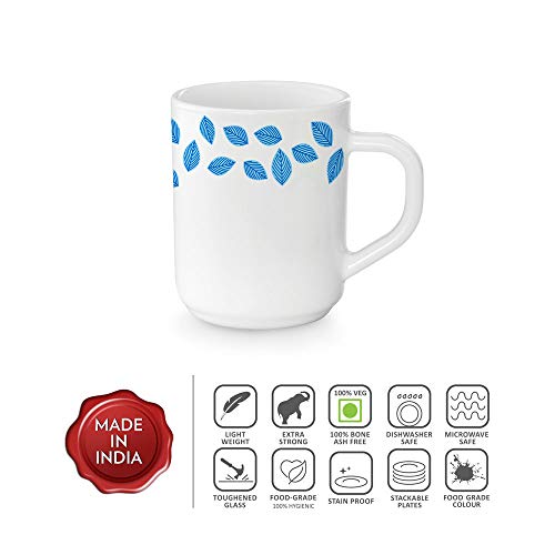 Coffee Mug Set - Elegant Design - Opalware - White - 240 ML - 2 Pieces