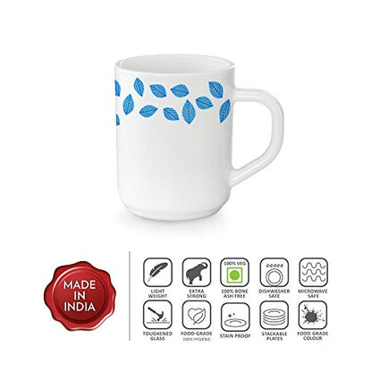 Coffee Mug Set - Elegant Design - Opalware - White - 240 ML - 2 Pieces