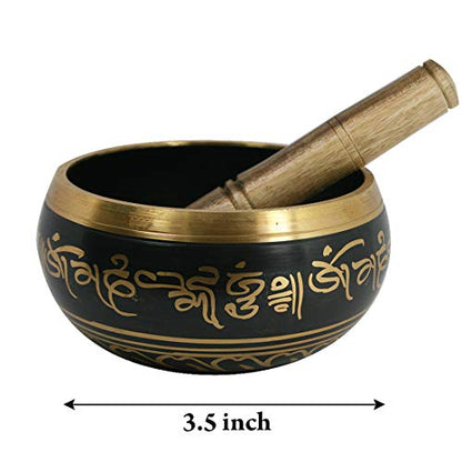 Singing Bowl | Tibetan Meditation Bowl | Metal Alloy | 3.5 Inch Diameter | Includes Wooden Striker Stick