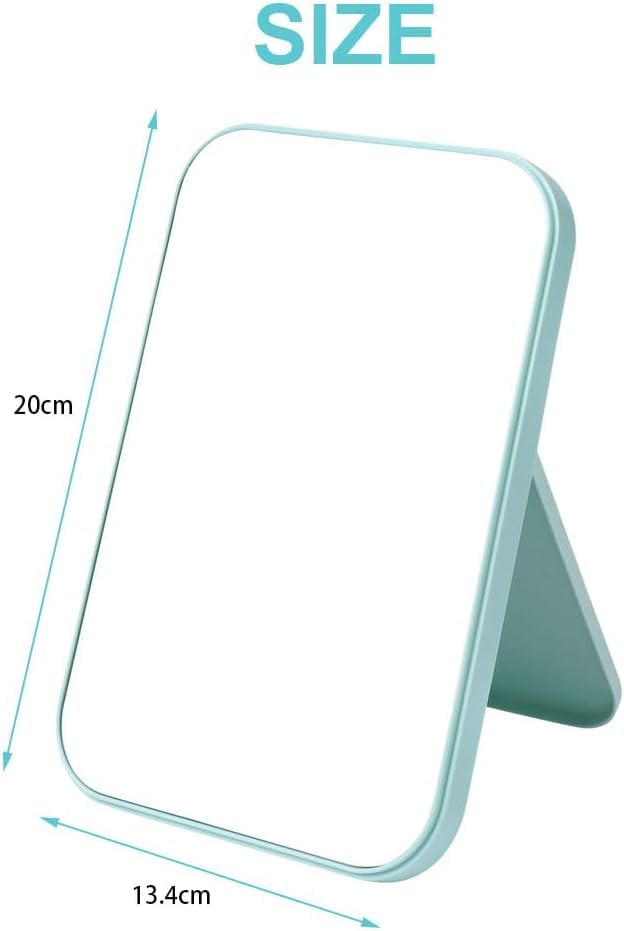 8-Inch Foldable Makeup Mirror with Stand - Blue, Tabletop
