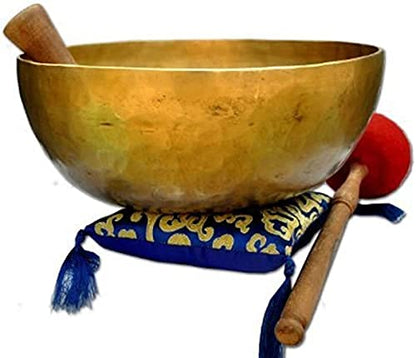 Singing Bowl - Hand Hammered Brass - Antique Finish - 12 x 4.95 Inch