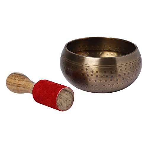 Singing Bowl Hand-Hammered Tibetan Design Black with Gold Trim 4 Inch