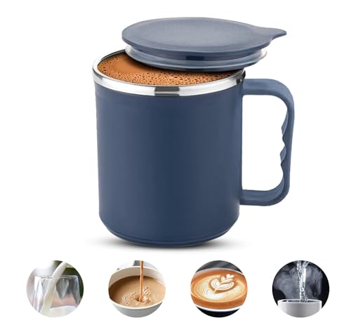 Insulated Coffee Mug with Lid, Double Wall, Stainless Steel & Food-Grade Plastic, 1 Pack