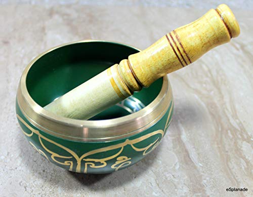 Singing Bowl - Tibetan Meditation Bowl - Metal Alloy - Green - 5 Inch Diameter