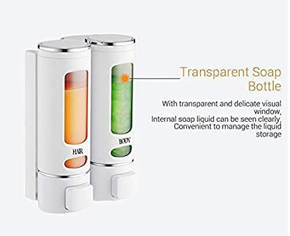 Wall Mounted Liquid Dispenser - Modern ABS Plastic - 400ml Capacity - White