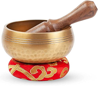 Tibetan Singing Bowl Set - Handcrafted Meditation Sound - 3.5 Inch - Includes Cushion and Mallet