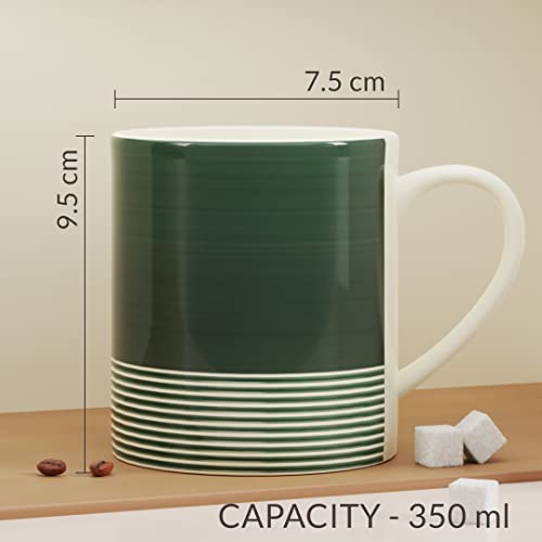Coffee Mug Set of 2 Green Ceramic 350 ml - Microwave Safe