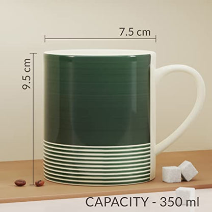 Coffee Mug Set of 2 Green Ceramic 350 ml - Microwave Safe