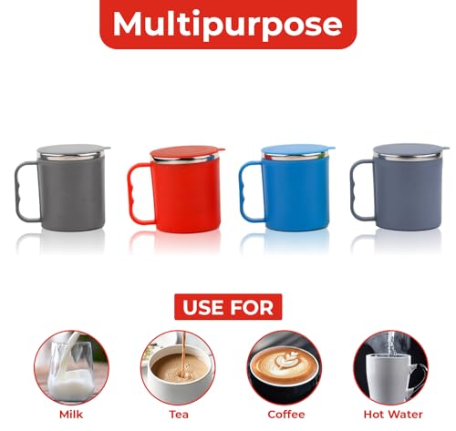 Insulated Coffee Mug with Lid, Double Wall, Stainless Steel & Food-Grade Plastic, 1 Pack