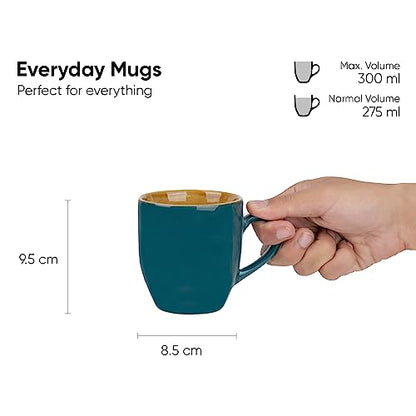 Coffee Mug Set - Modern Design - Stoneware - Teal Green - 300ml - Glossy Finish