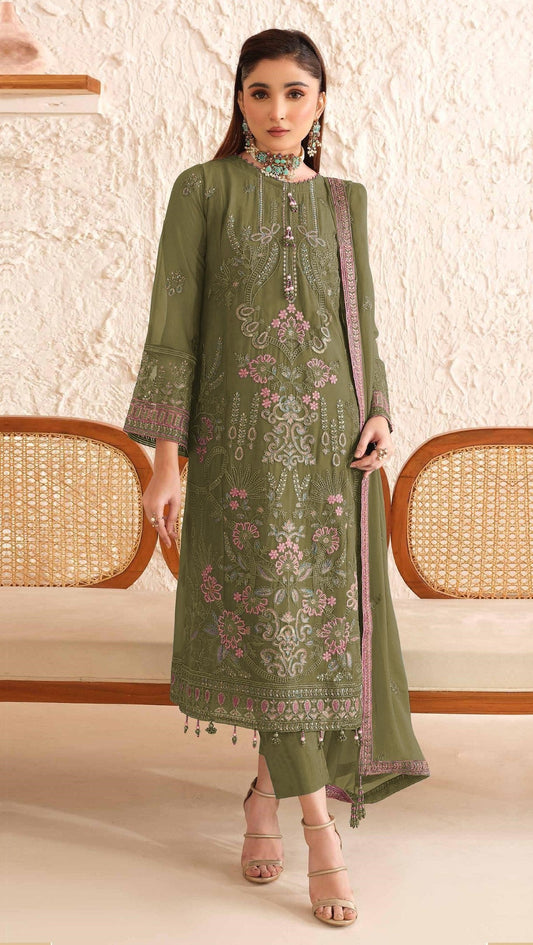 Anaita Mehendi Fox Georgette Suit With Embroidered Sequence Work