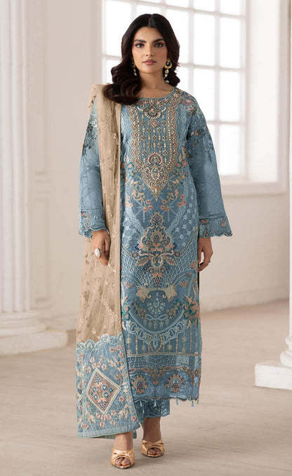 Anaita Blue Silk Suit With Embroidery & Sequence Work