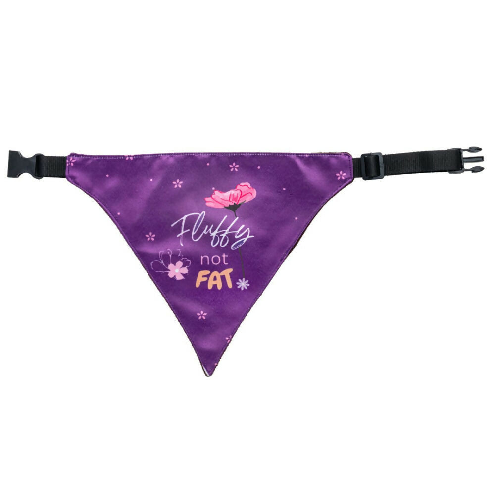 Waggety Dog Bandana - Fluffy Not Fat, Design Soft Fabric, Stylish Pet Accessory for Dogs - Purple