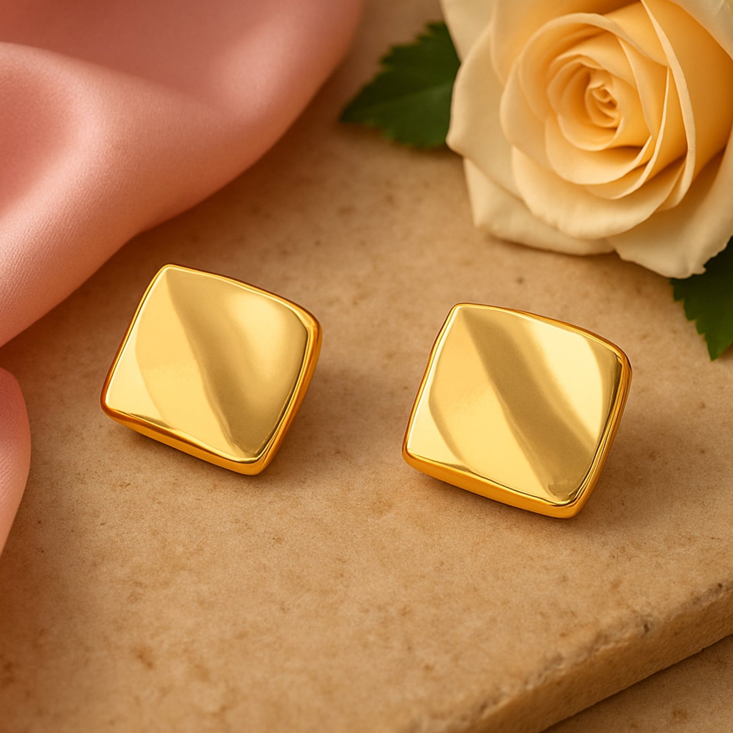 Gold Tone Diamond Modal Studs