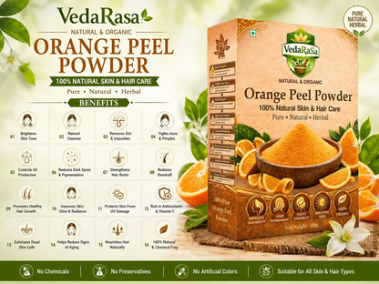 VedaRasa Organic Orange Peel Powder For Face Mask, Skin Care & Natural Glow