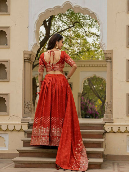 Lehenga Mart Orange Designer Wedding Wear Lehenga Choli