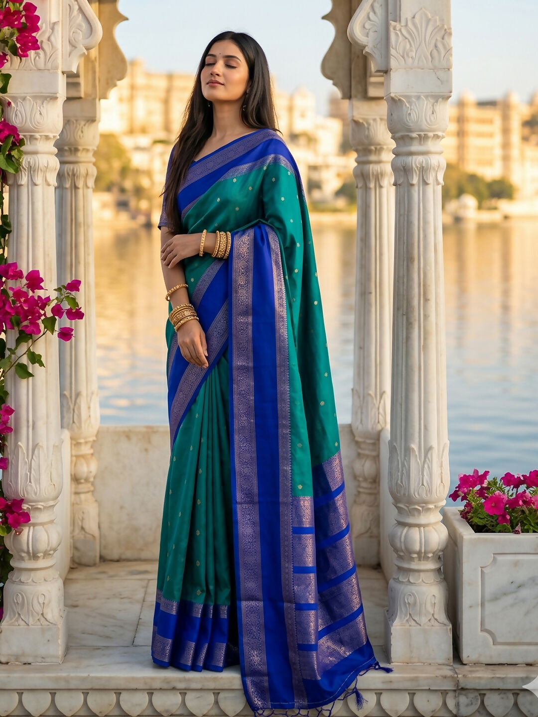 Shree Shyam Fashion Rama Silk Blend Saree