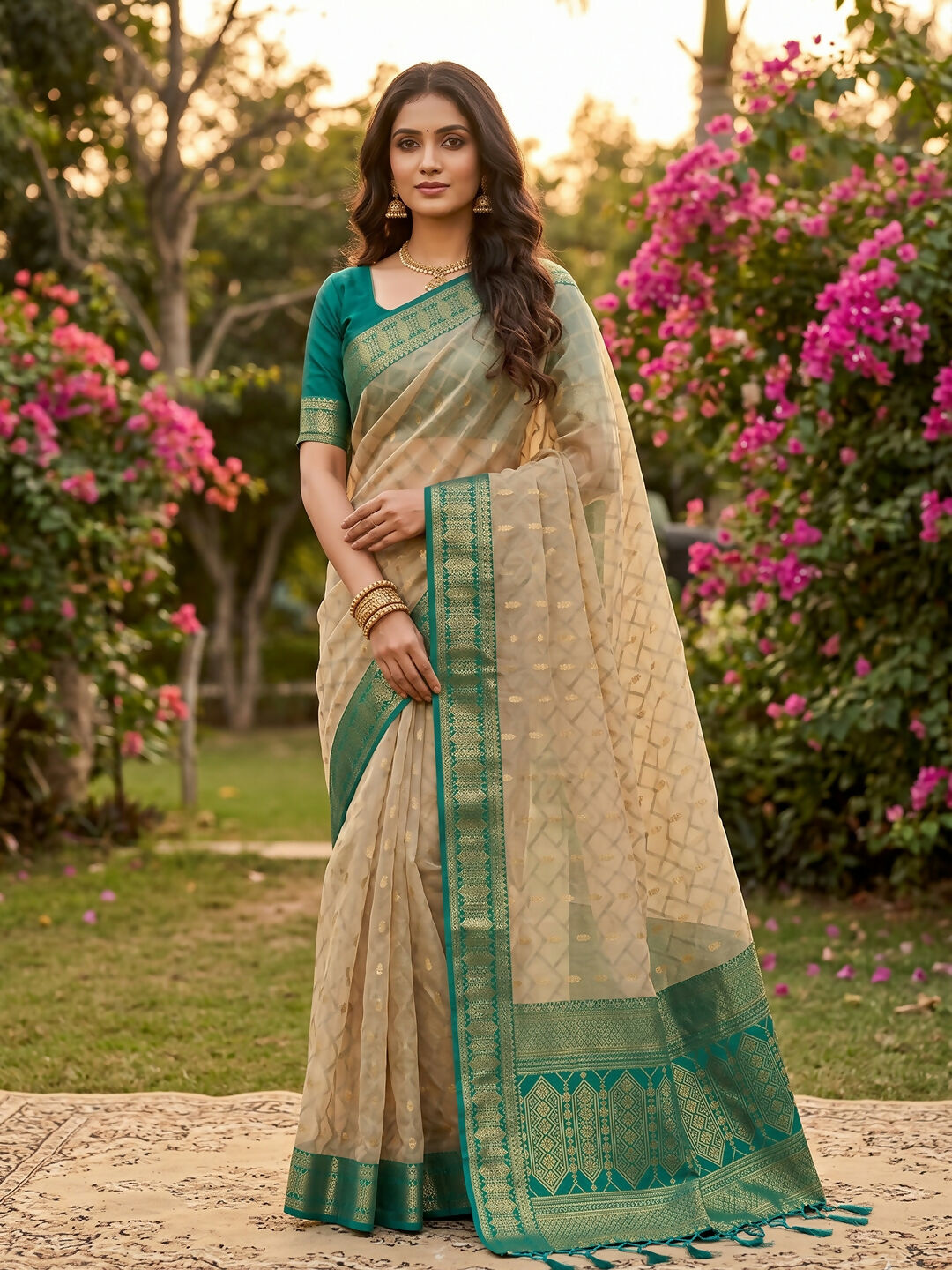 Shree Shyam Fashion Chiku With Rama Cotton Saree