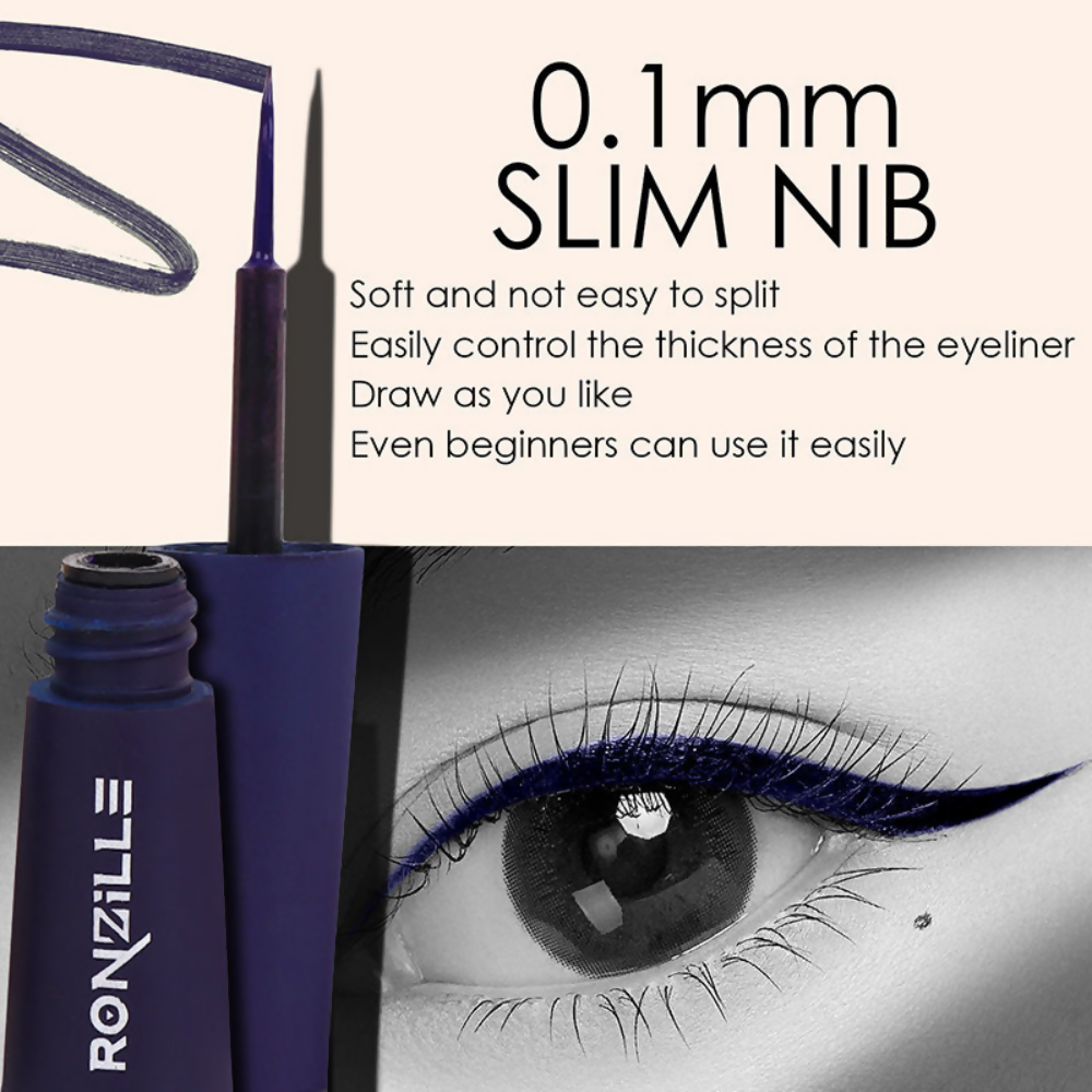 Ronzille Smudgeproof And Waterproof Liquid Matte Eyeliner - Blue
