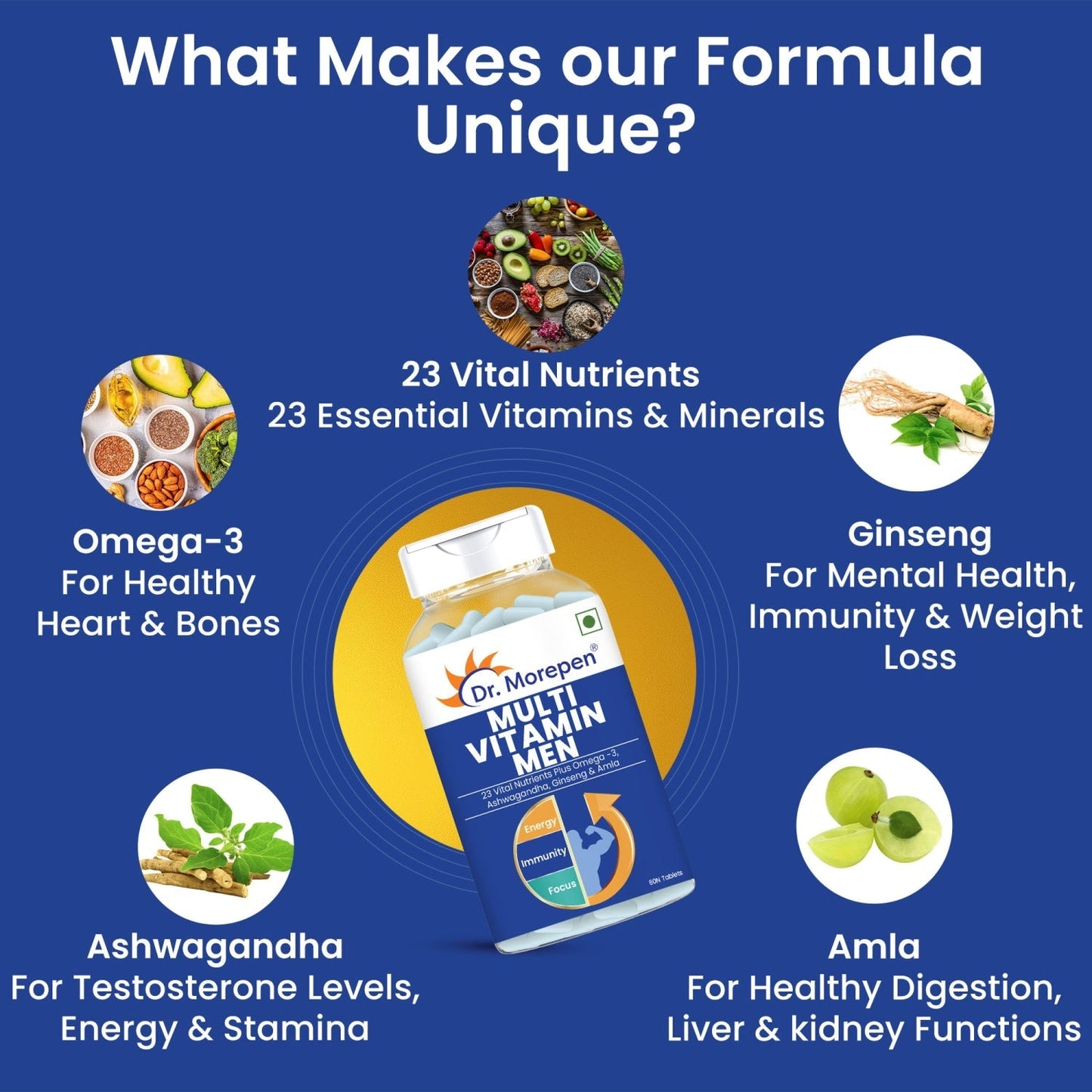 Dr Morpen Testo Boost And Multivitamin Men -With Omega 3 & Herbs /Energy & Immunity Booster