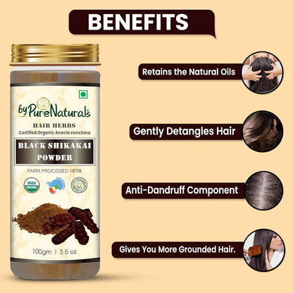 byPureNaturals Organic Black Shikakai Powder