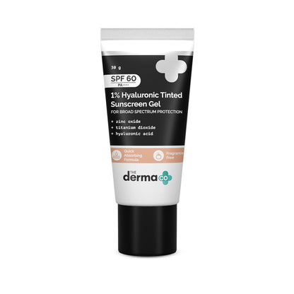 The Derma Co 1% Hyaluronic Tinted Sunscreen SPF 60 Gel PA++++