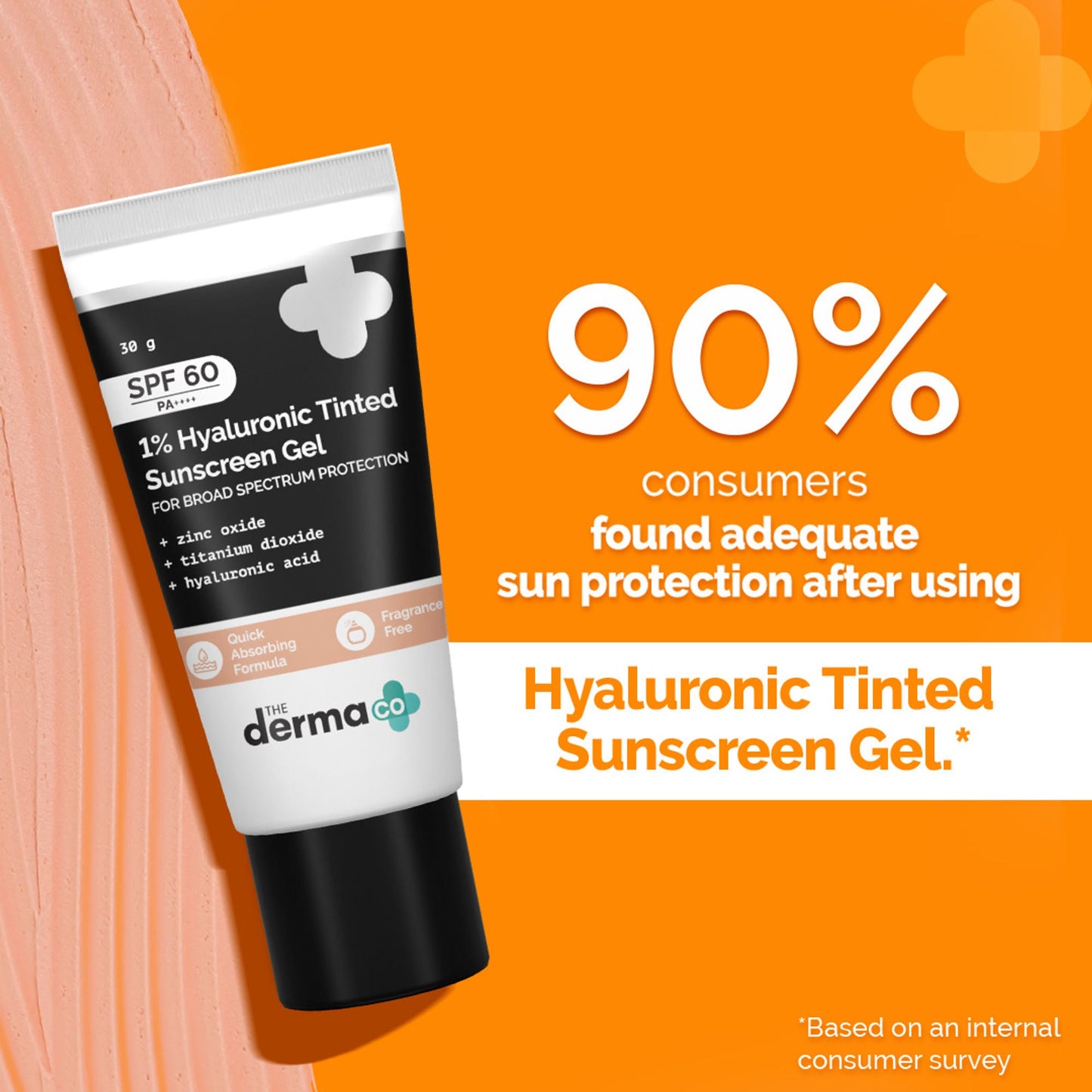 The Derma Co 1% Hyaluronic Tinted Sunscreen SPF 60 Gel PA++++