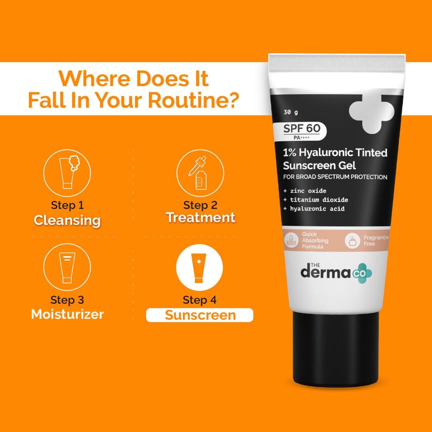 The Derma Co 1% Hyaluronic Tinted Sunscreen SPF 60 Gel PA++++