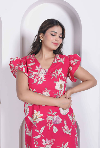 Miravan Women Empire Waist Pink Mini Length Dress
