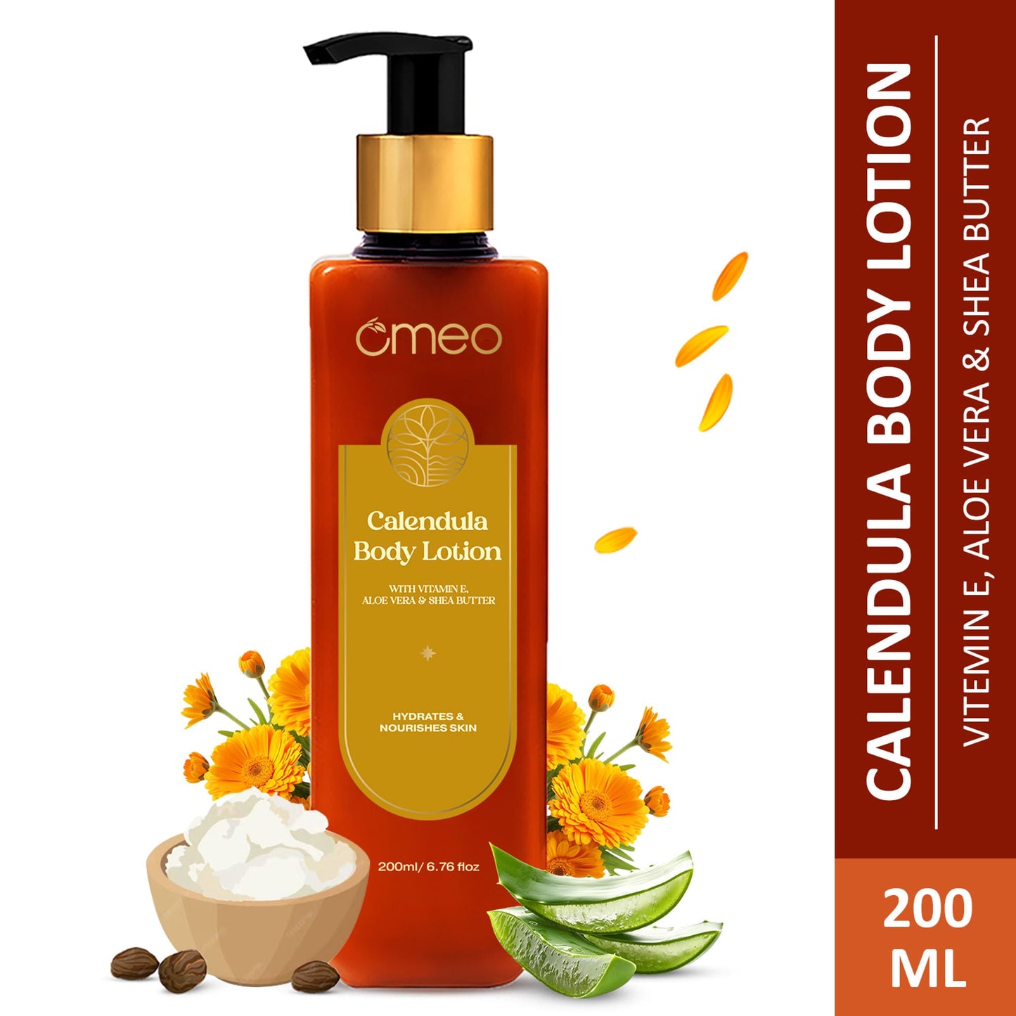 Omeo Calendula Body Lotion with Vitamin E, Aloe Vera & Shea Butter