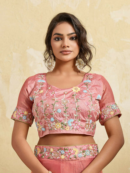Teeya Creation New Stylish Trendy Party Wear Saree-Peach