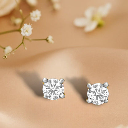 Petite Round Diamond Stud Earrings in 18K Yellow Gold, 0.074 ct