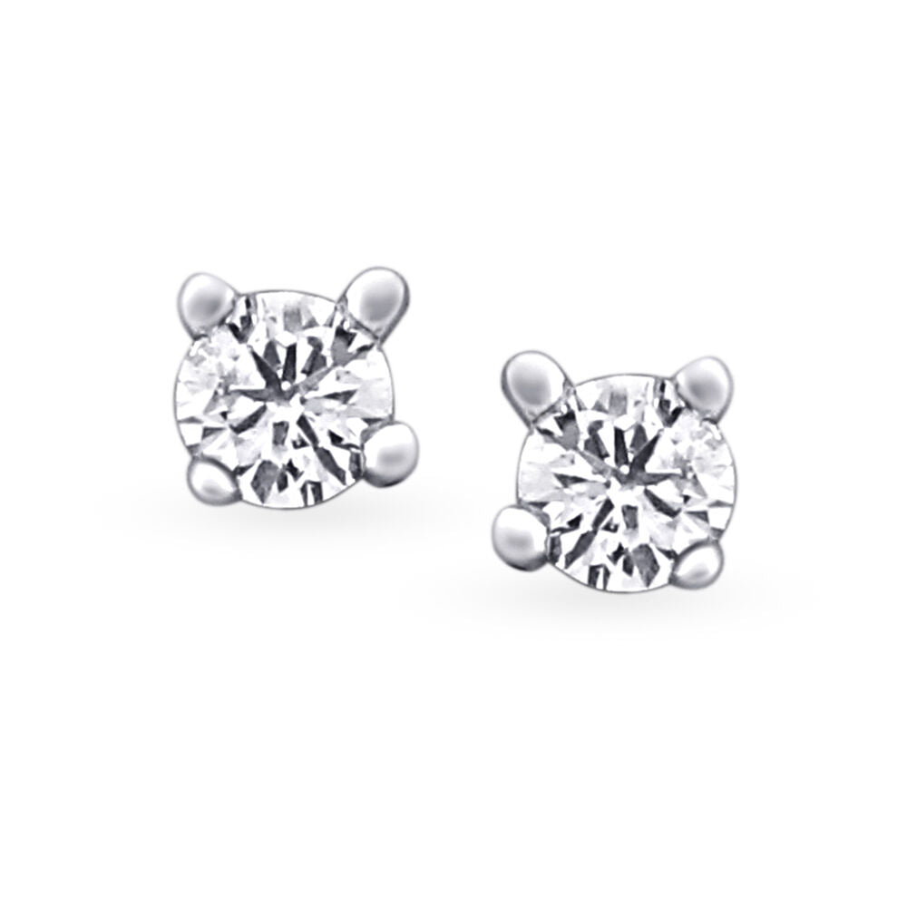 Petite Round Diamond Stud Earrings in 18K Yellow Gold, 0.074 ct