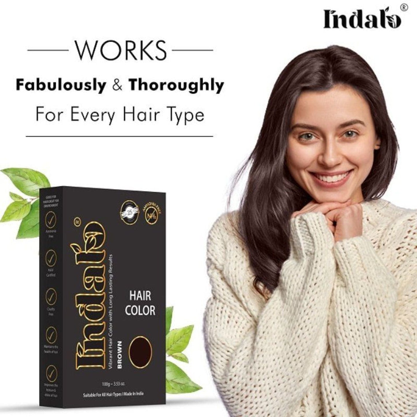 Indalo Ammonia-Free Vibrant Brown Hair Color With Natural Ingredients - Brown