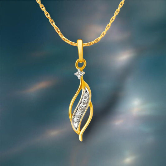 Arresting Leaf Motif Diamond Pendant in 18K Yellow Gold, 0.08 ct