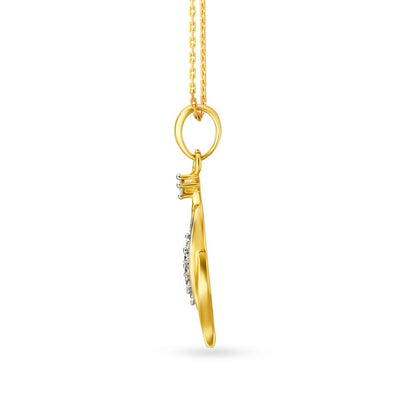 Arresting Leaf Motif Diamond Pendant in 18K Yellow Gold, 0.08 ct