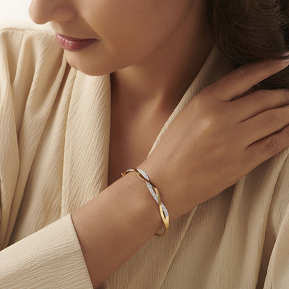 Bold Waves Diamond Bangle in 18K Yellow Gold, 0.294 ct