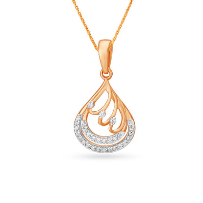 Majestic Teardrop Shaped Pendant and Earrings Set in 18K Rose Gold, 0.304 ct