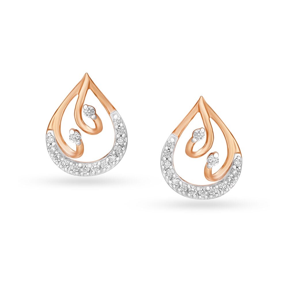 Majestic Teardrop Shaped Pendant and Earrings Set in 18K Rose Gold, 0.304 ct