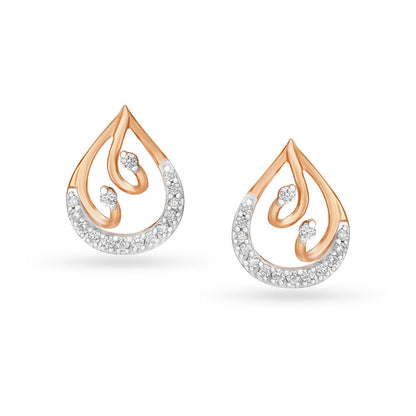 Majestic Teardrop Shaped Pendant and Earrings Set in 18K Rose Gold, 0.304 ct